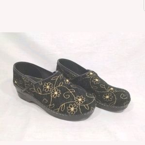 Dansko Gold Floral Textile Clogs
